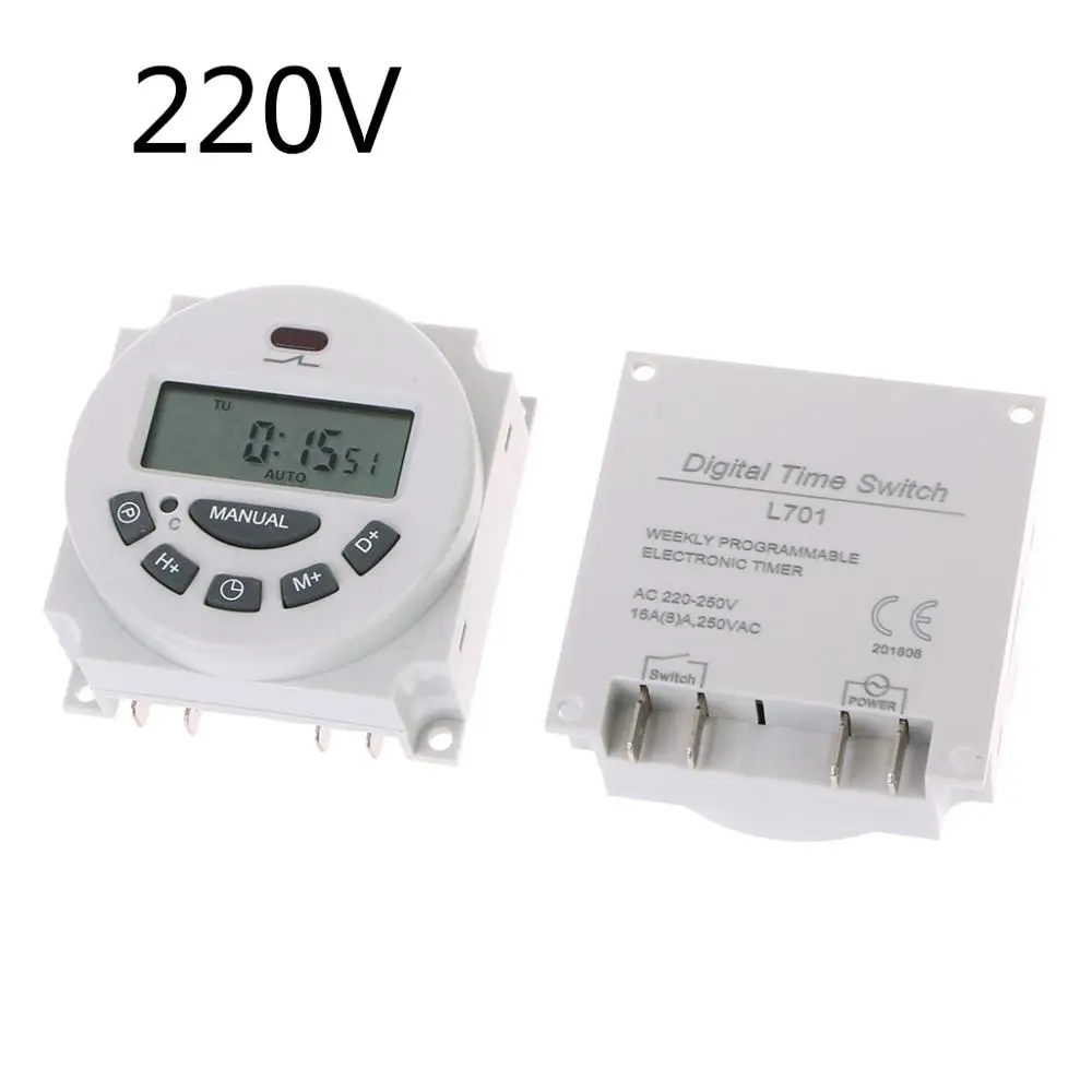 220v DC12V AC220V цифровой lcd Еженедельный программируемый реле времени электронный таймер - Цвет: 220v