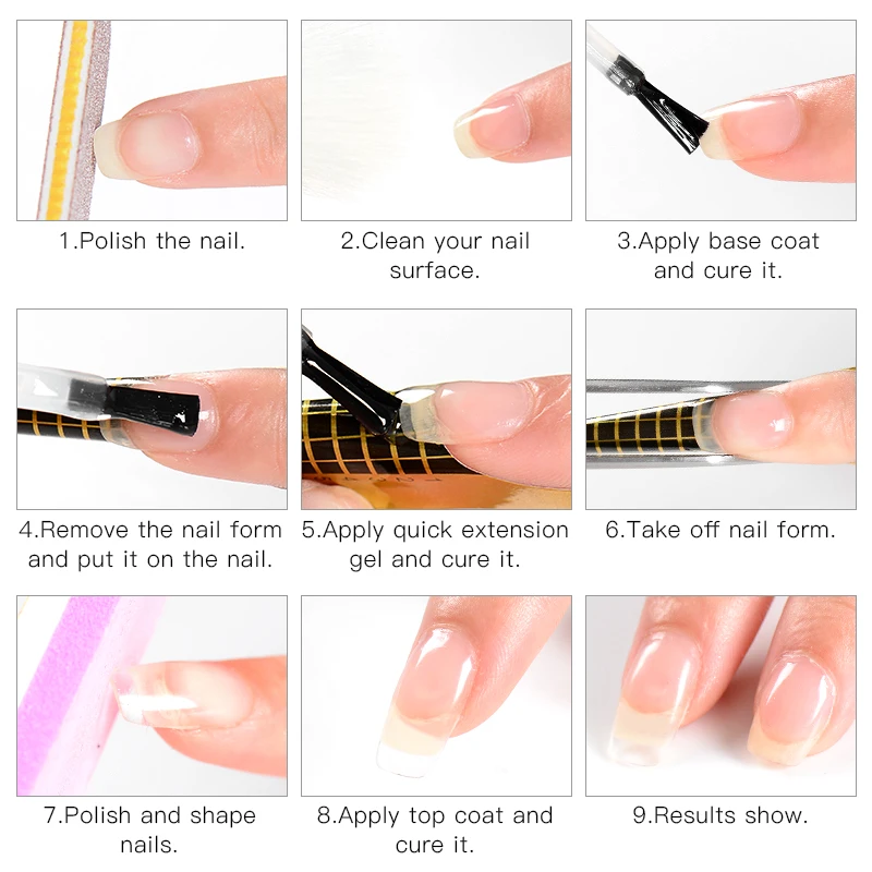 

MEET ACROSS Nail Art Poly UV Gel French Nail Builder Poly Jelly Gel Acrylic Quick Building Finger Extension UV LED Gel Tip
