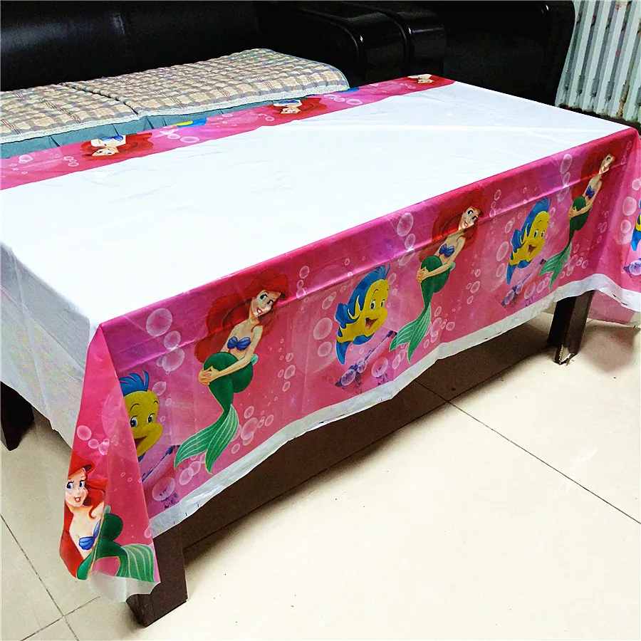108cm*180cm Mermaid Party Supplies Table cloth For Kids Girls Cover Ariel Theme Birthday Festival Decoration Tablecover | Дом и сад