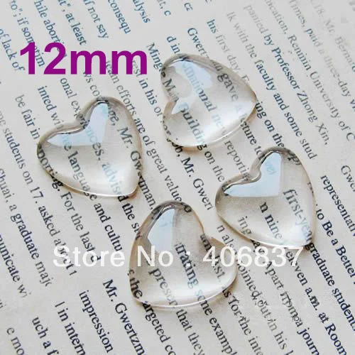 

100pcs/Lot, Good Quality 12mm Dome Heart Transparent Clear Magnifying Glass Cabochon