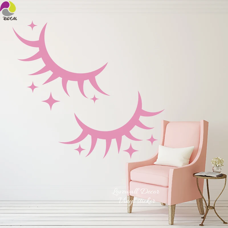 Милые настенные Стикеры с изображением ресниц и звезд детская кроватка