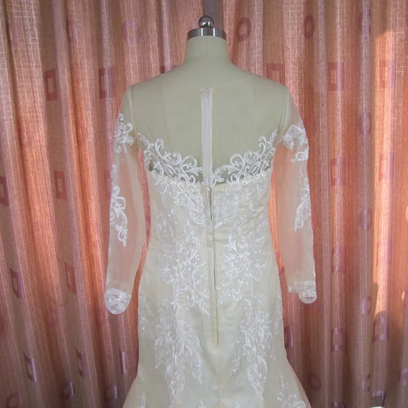 

2019 New Glamorous African Long Sleeves Mermaid Wedding Dress Lace Wedding Gowns Vestido De Noiva