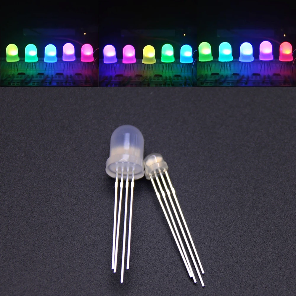 WS2811 5 мм F5 8 мм F8 DC5V диффузионная круглая шляпа RGB светодиодные пиксели 2811 Arduino светодиодный ные чипы RGB полноцветсветодиодный адресные светодиоды s 20-1000 шт. - изображение