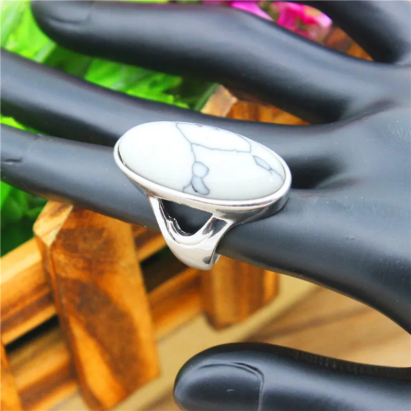 Овальный белый камень Кольца для Для женщин Посеребренная Сердце отверстие