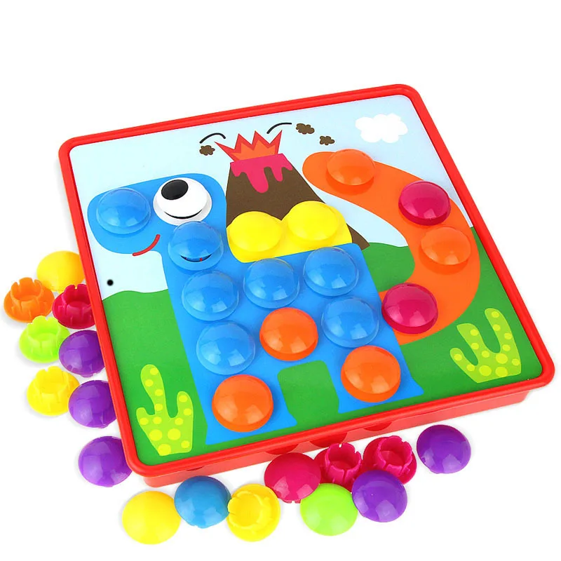 Детские 3D пазлы игрушки красочные кнопки сборка грибов гвозди набор Детская