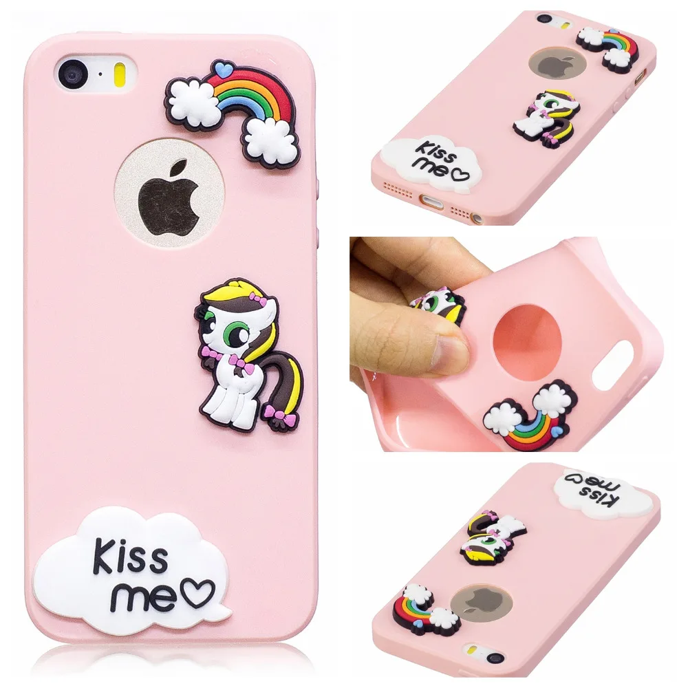 Модный милый чехол для iphone 5 5S Мягкая силиконовая задняя крышка с логотипом из ТПУ