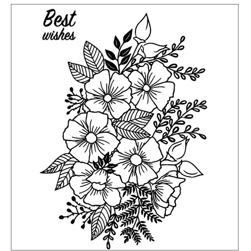 

Best Wishes Flowers Silicone Clear Stamps/Seal For DIY Scrapbooking Decorative Card Making Craft Fun Decoration Supplies