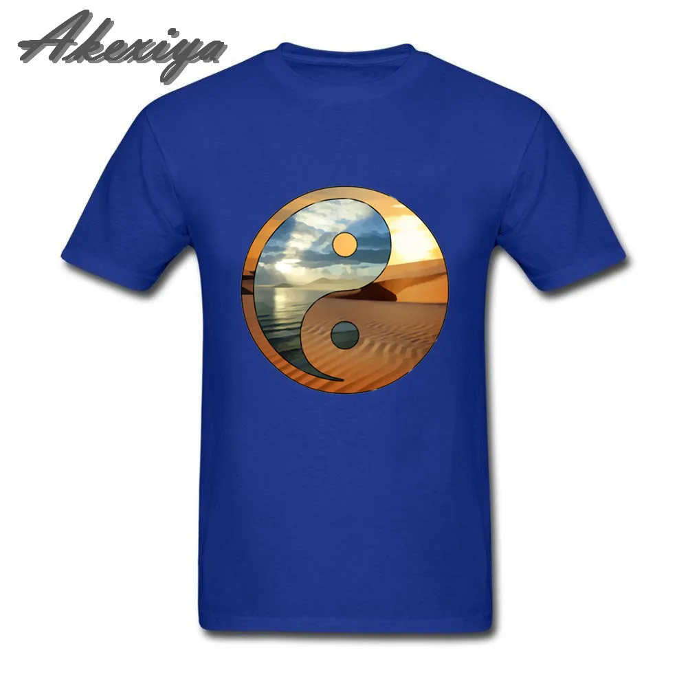

yin yang landscapes ocean desert print cotton o-neck tshirt homme summer 2019 new men short sleeve Team customized t-shirt