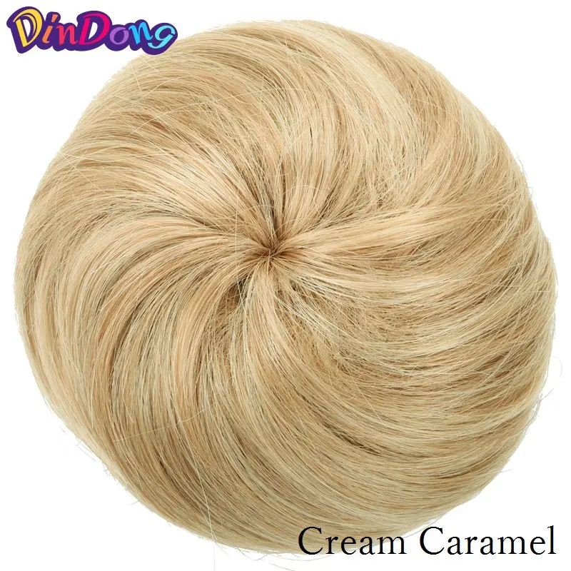 cream Caramel DinDong, кольцо, Пончик, булочки, накладные волосы, синтетические волосы, пучок шиньон, блонд, коричневый, 8 цветов - Цвет: cream Caramel