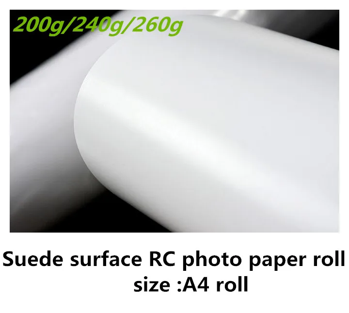 

Hot sale A4 size roll waterproof Suede RC photo paper for inkjet printer 0.21m wide