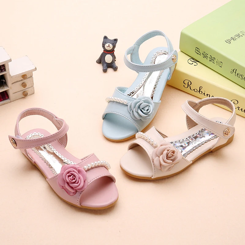 COZULMA Girls Peep Toe Flower Beach Sandals Shoes Kids Summer Hook &amp Loop Princess Children Size 26-35 | Детская одежда и обувь