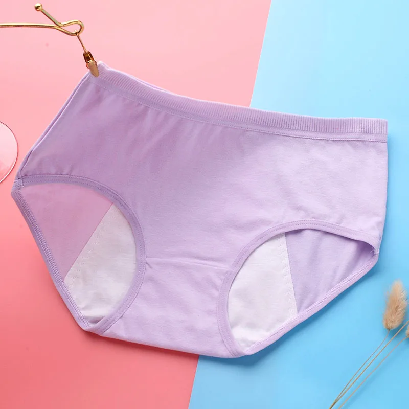 light purple Женское белье для критических дней FallSweet, женские трусики из хлопка с защитой от протечек, M–L–XL - Цвет: light purple