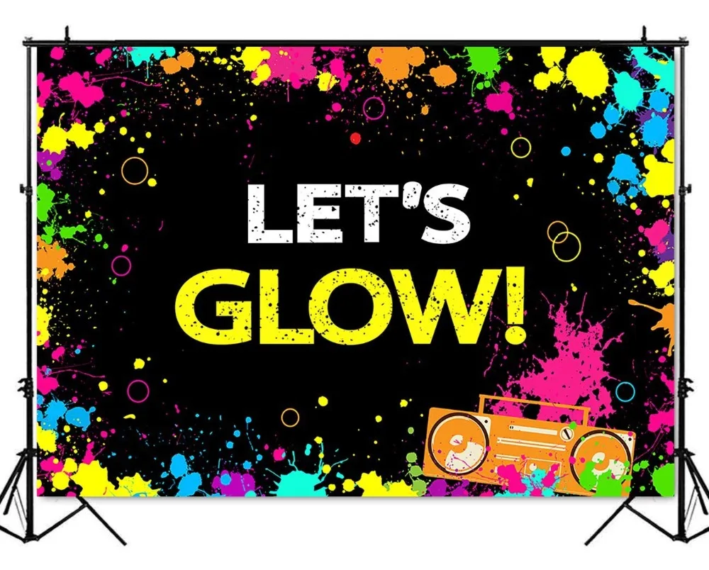 Светящийся неоновый праздничный фон Let's Glow Splatter фотография Фон 7x5 футов