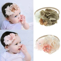yundfly 1pcs burning rose flower elastic nylon headband baby newborn girls headwear photography props birthday gifts