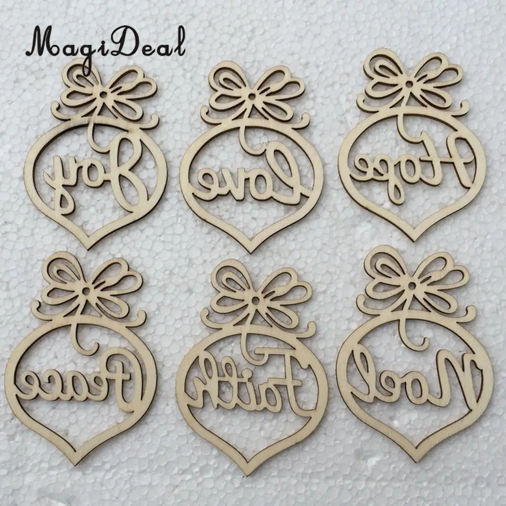 MagiDeal красивый набор из 6 шт деревянных МДФ Faith бирки noel со струной DIY ремесло для