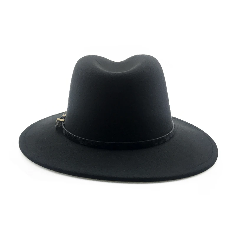 

YY Beautiful Belt Fedora Vintage Hats for Women Winter Autumn Felt Cap Wide Brim Panama Hats Top Jazz Cap Trilby Men 18125