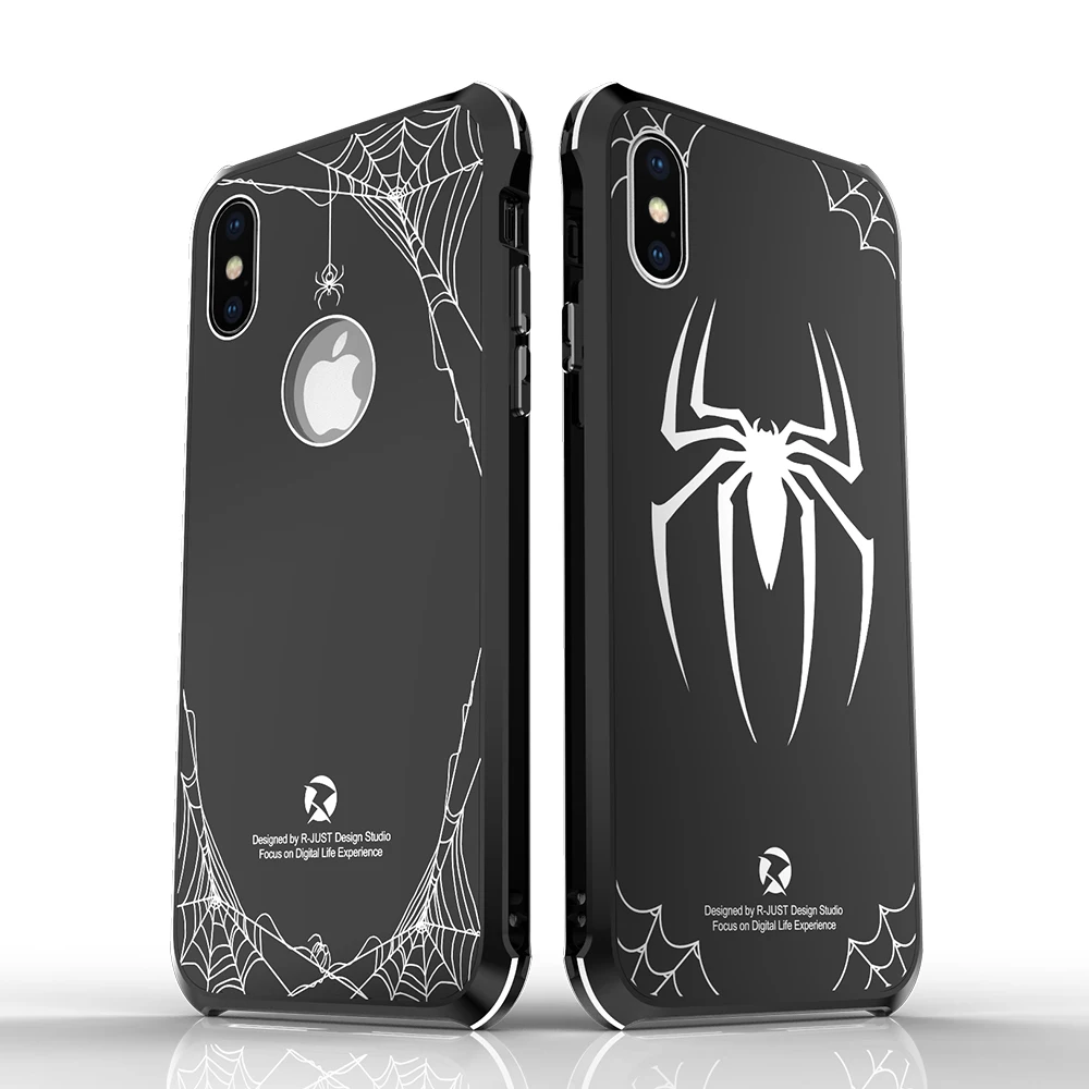 Алюминиевый бампер с акриловой задней крышкой чехол Человек паук для iPhone XS Max XR X 8