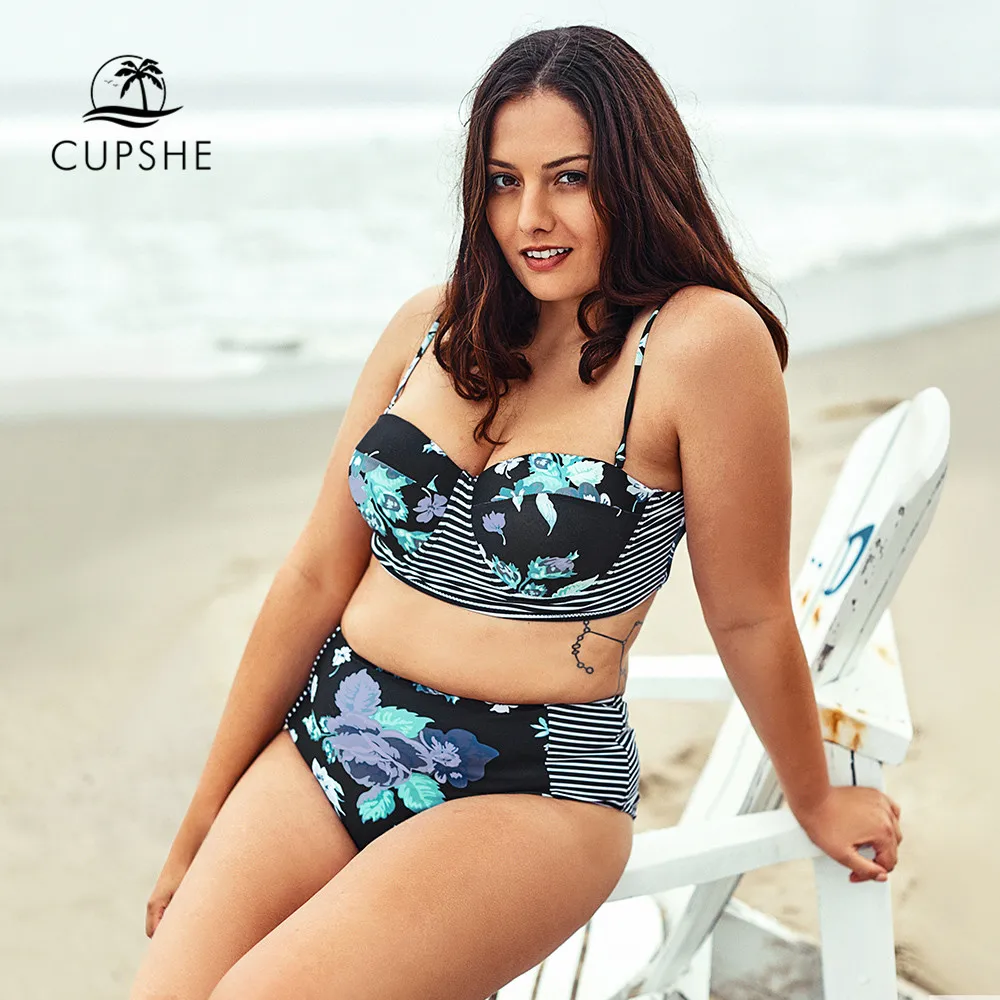 CUPSHE/большие размеры бикини с цветочным принтом пуш ап женские сексуальные