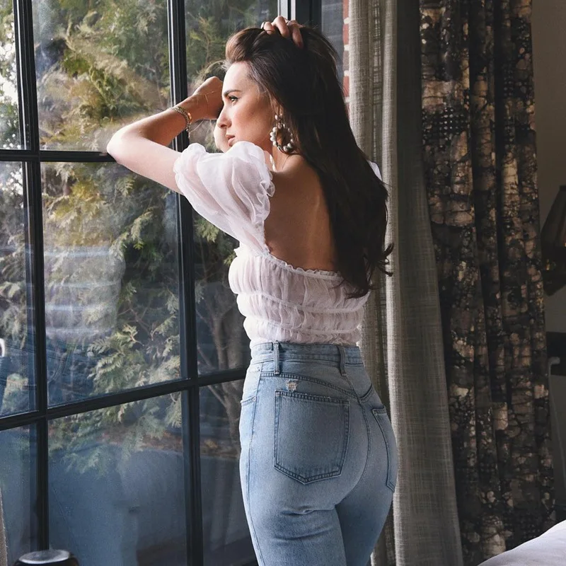 Оставайтесь аккуратной сетки прозрачная открытая футболка 2019 Лето Женское с