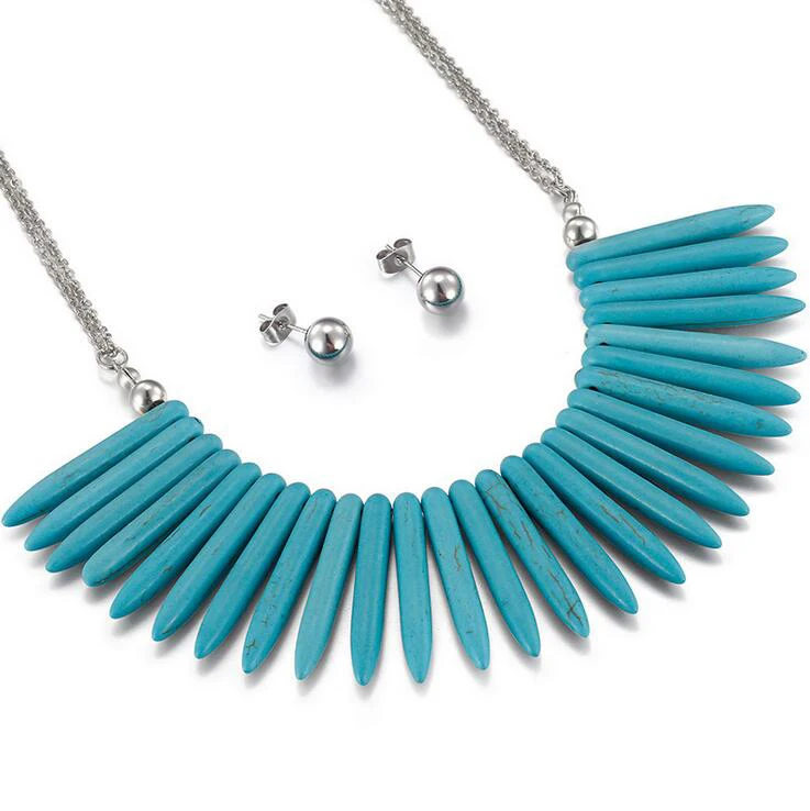 Ленточки синий камень золото шарик Титан Нержавеющая сталь Цепочки и ожерелья