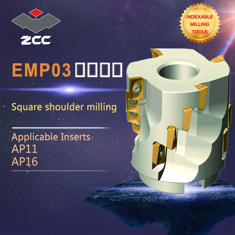 

ZCC.CT Square shoulder milling cutters EMP03 high performance CNC lathe tools indexable milling tools