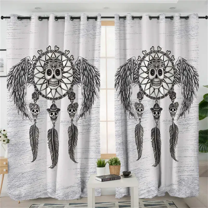 1 Piece Постельные принадлежности Outlet Sugar Skull гостиная занавеска Dreamcatcher занавеска Декор для спальни готический ретро обработка окна портьеры 1 шт - Цвет: 1 Piece