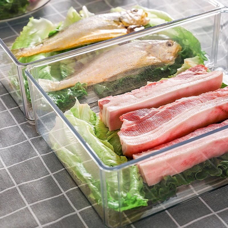 PET Crisper с крышкой кухонный холодильник стеллаж для хранения морозильник ящик для хранения прозрачный контейнер для пищевых продуктов овощи фрукты свежий ящик