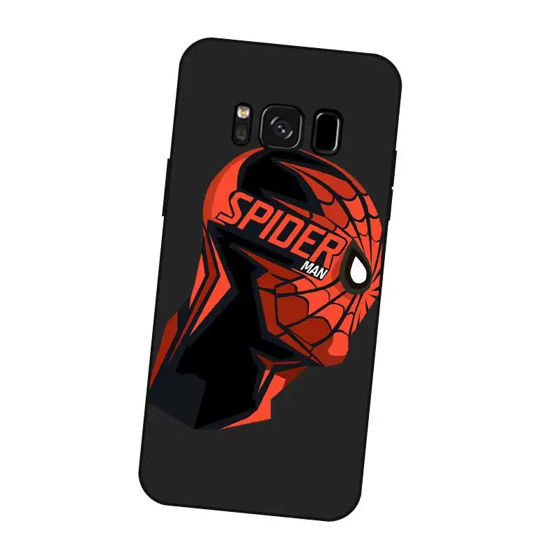 P200 Spiderman Black Silicone Case Cover For Samsung Galaxy S5 S6 S7 S8 S9 S10 5G S10E S11 S11E Lite Edge Plus |