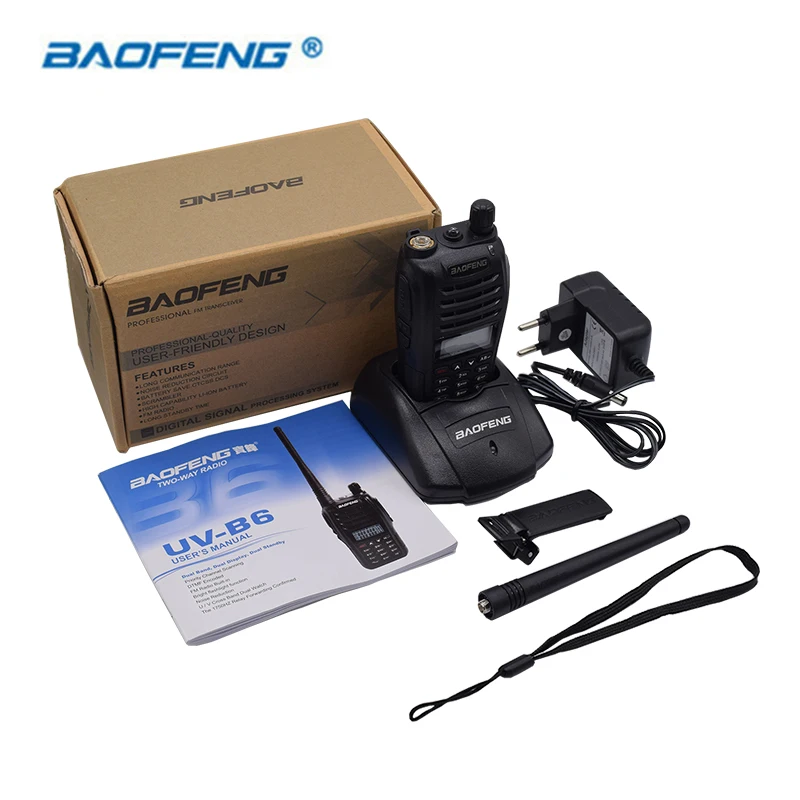 2 шт. портативная рация Baofeng uv-b6 двухстороннее радио двухдиапазонный VHF 136-174/400-470 МГц UHF 5 Вт приемопередатчик Baofeng UV B6