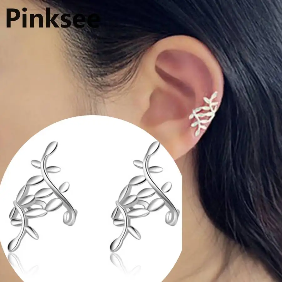 

1 Pc Women Punk Rock Retro Silver Plated Leaf Ear Cuff Warp Clip Ear Stud Fashion Girls No Piercing Ear Hook Wholesale
