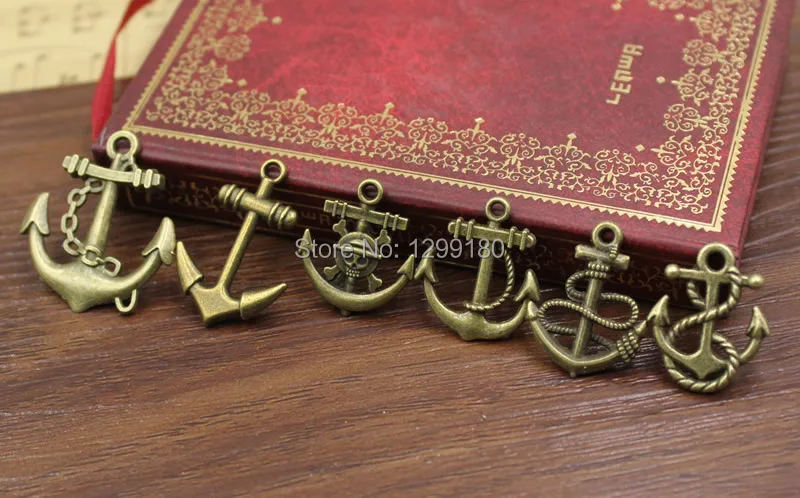 30 шт./лот металлический бронзовый тон смешанный якорь подвеска для ожерелья