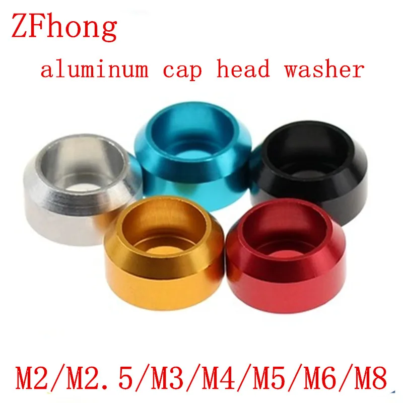 10pcs/lot Crown cap head aluminum washer M2 M2.5 M3 M4 M5 M6  Corlorful Aluminum Alloy Cap Head Gasket washer for RC parts