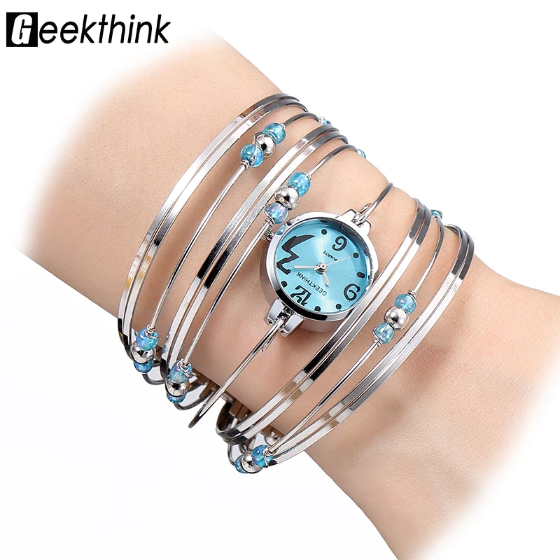Женские кварцевые часы GEEKTHINK в богемном стиле с бусинами для повседневной