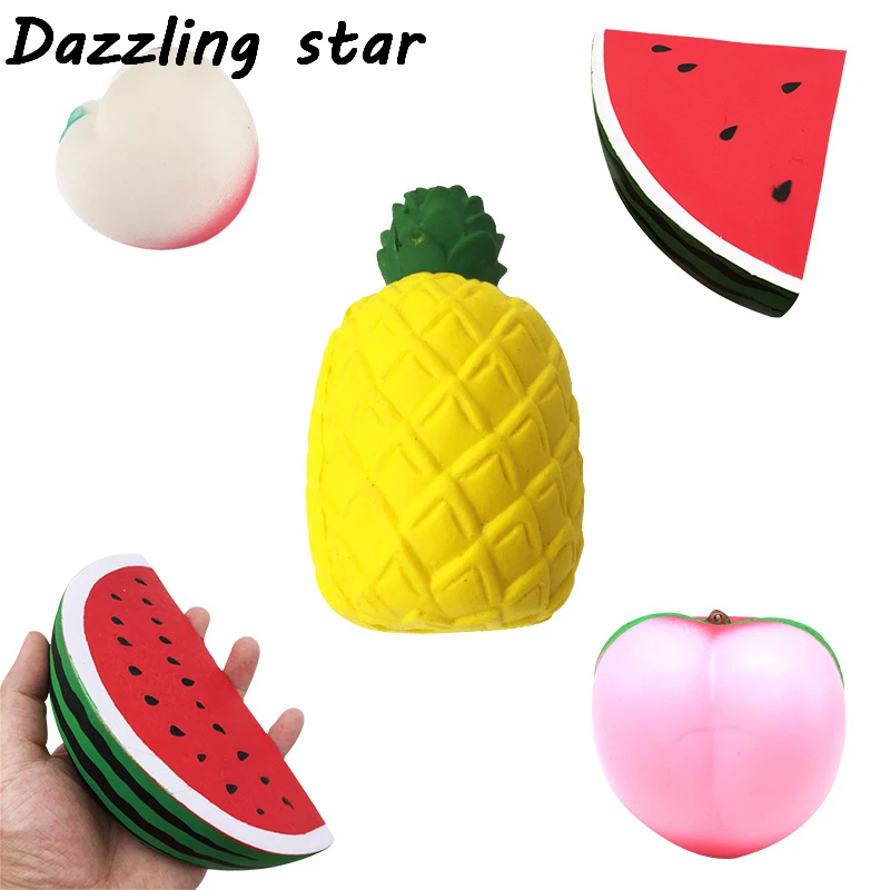 Antistress pineapple Strawberry peach Fruits Squeeze Soft Slow Rising Phone Key Chain Strap Roll Squishes PU Squishies toys