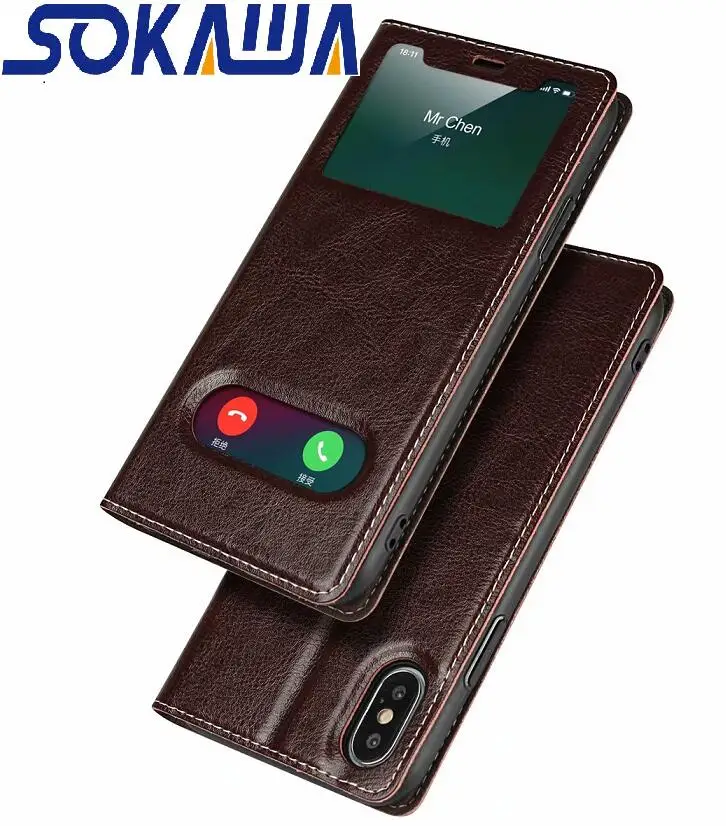 Для Apple iphone XS Max & XR умный передний Магнитный чехол книжка с окошком и подставкой из