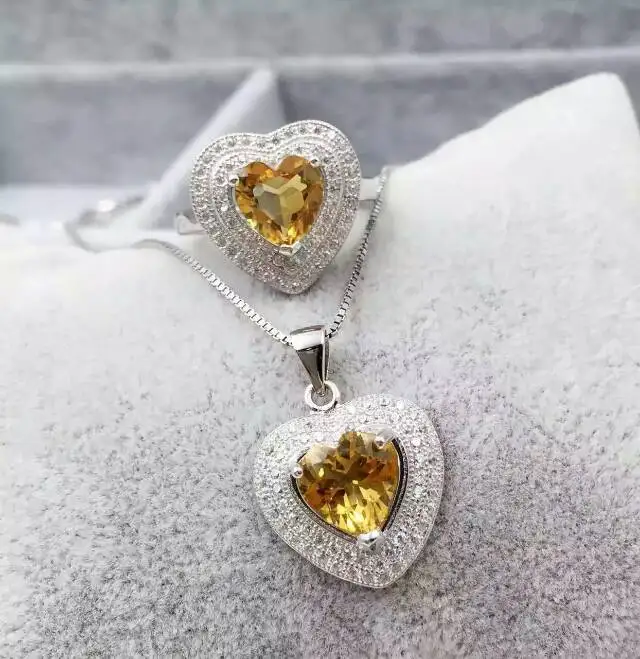 Верность естественно 8 мм Кристалл s925 серебро сердце fine jewelry наборы для женщин