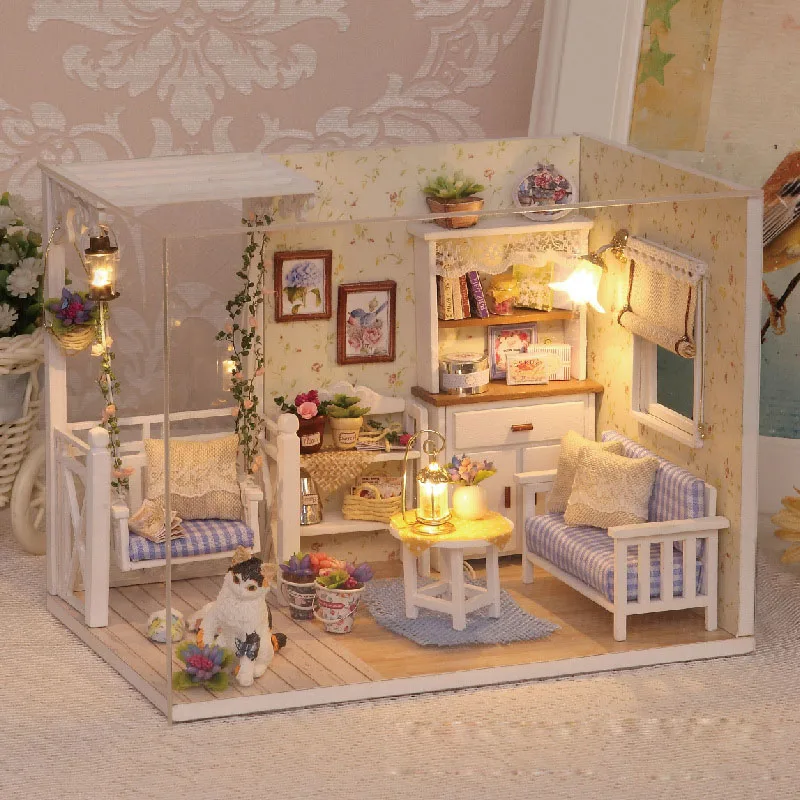 Kitoz милый мини домик сделай сам 3D Деревянный кукольный Миниатюрная модель