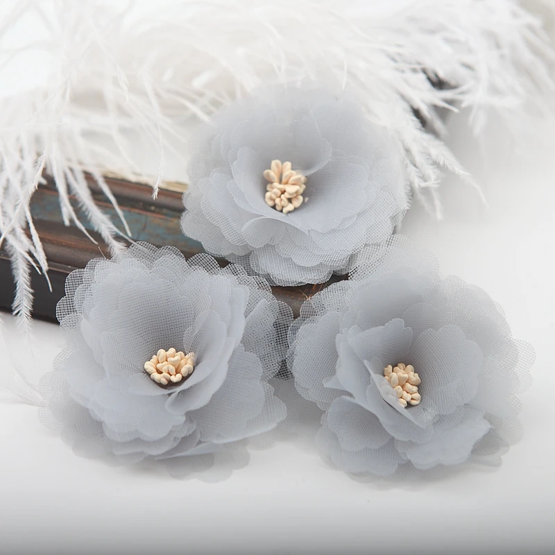 B 4PCS MLAEY 4 шт./лот кружевная отделка нашивка аппликация кружевная ткань свадебное платье DIY цветы невесты волосы вуаль одежда головные уборы украшения 9 цветов - Цвет: B 4PCS