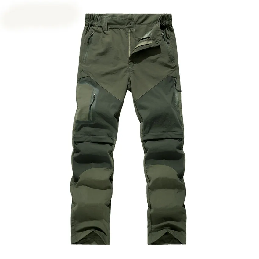 Army Green Горные мужские летние быстросохнущие съемные штаны, дышащие брюки для спорта на открытом воздухе, походов, рыбалки, мужские шорты VA496 - Цвет: Army Green