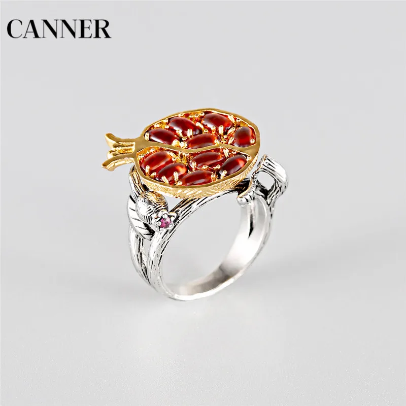 2 Canner Bague Femme Гранат/Винтажное кольцо гранат серебро розовое золото кольца для женщин красный камень циркон кольцо в стиле панк; бижутерия подарок - Цвет основного камня: 2