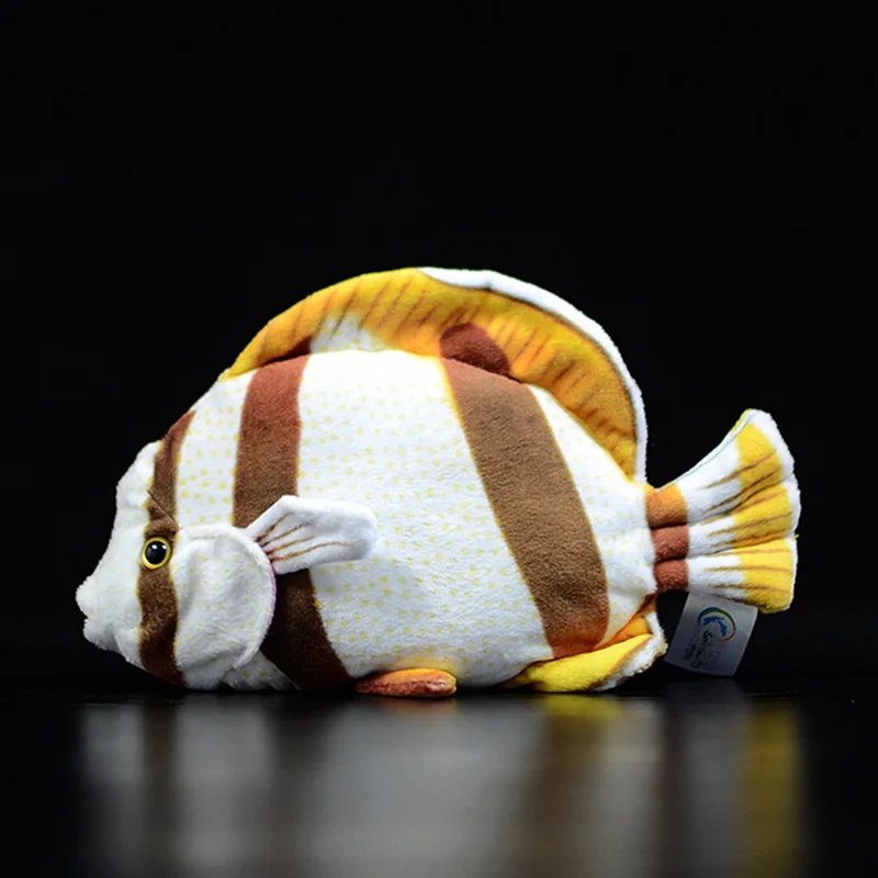 

Collection Cute Tropical Fish Chaetodon Hoefleri Four-banded butterflyfish Simulation Marine Life Fin Animal Plush Toy Kids Gift