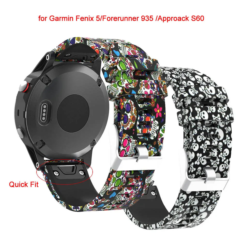 Ремешок с принтом черепа для Garmin Fenix 5/Forerunner 935/утверждение S60 размер 22 мм|garmin band|strap