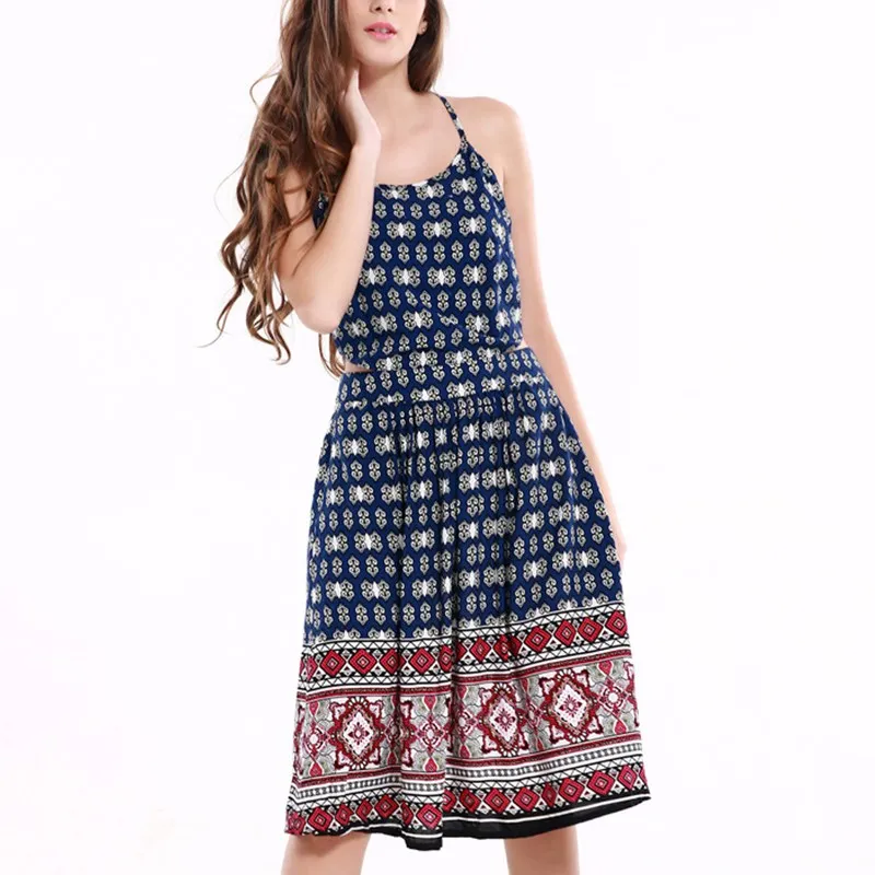 Старинные Цветочный Принт Спинки Vestidos 2017 Лето Женщины Sexy Beach Dress Без Бретелек