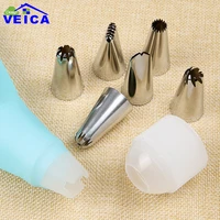 2022 new silicone icing piping cream pastry bag 6xstainless steel nozzle set diy cake decorating tips set