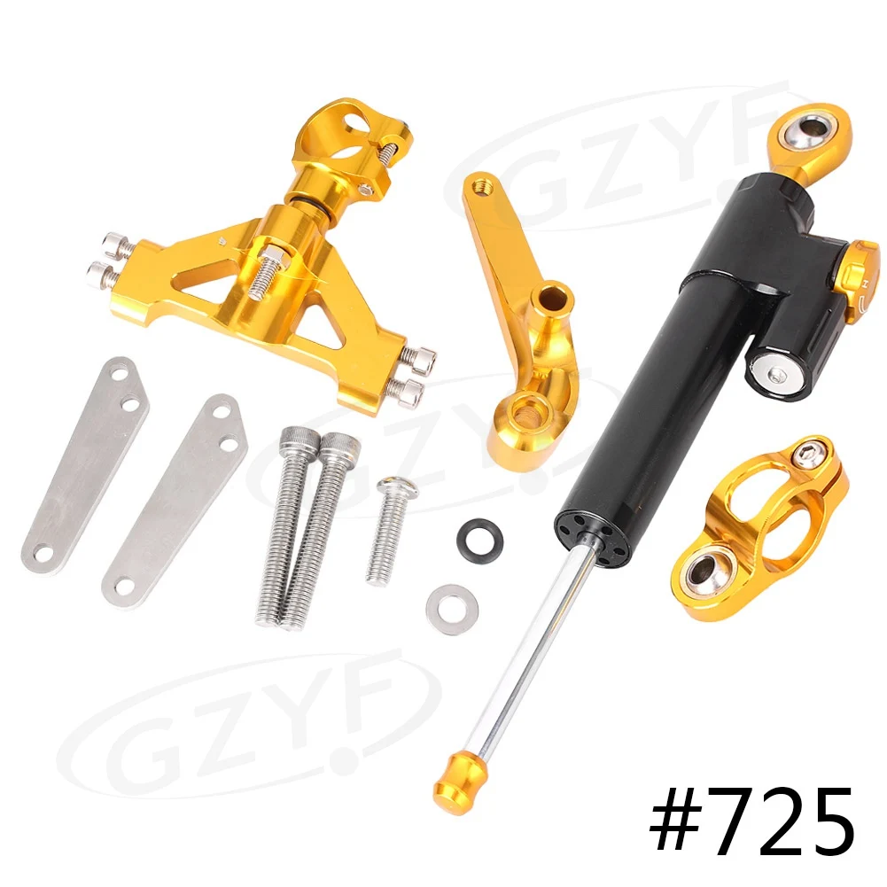 For Kawasaki ZX14R ZZR1400 2006-2012 Motorcycle Steering Damper Stabilizer Safety Control w/ Mounting Bracket Holder Kits