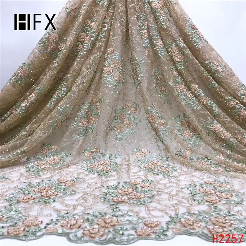 HFX 3D Цветы кружевная ткань темно-синие свадебные 3D Цветы ткань сетка кружево 5 ярдов вечернее платье ткань модная ткань X2257