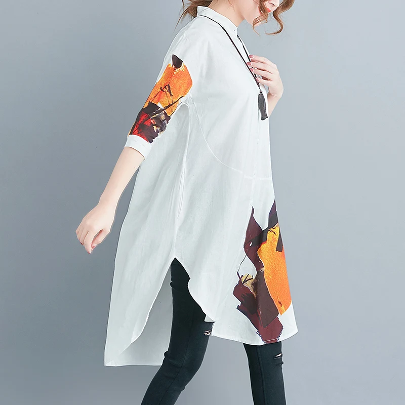 New Fashion Summer Top Women Half Sleeve Loose Cotton Shirts Plus Size White Blouses Oversized Clothes | Женская одежда