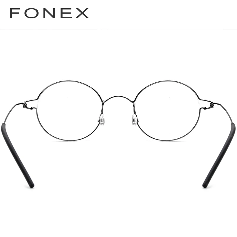 FONEX титановый сплав оправа для очков Мужские Винтажные круглые очки женские оптические корейские очки без винтов по рецепту 98607