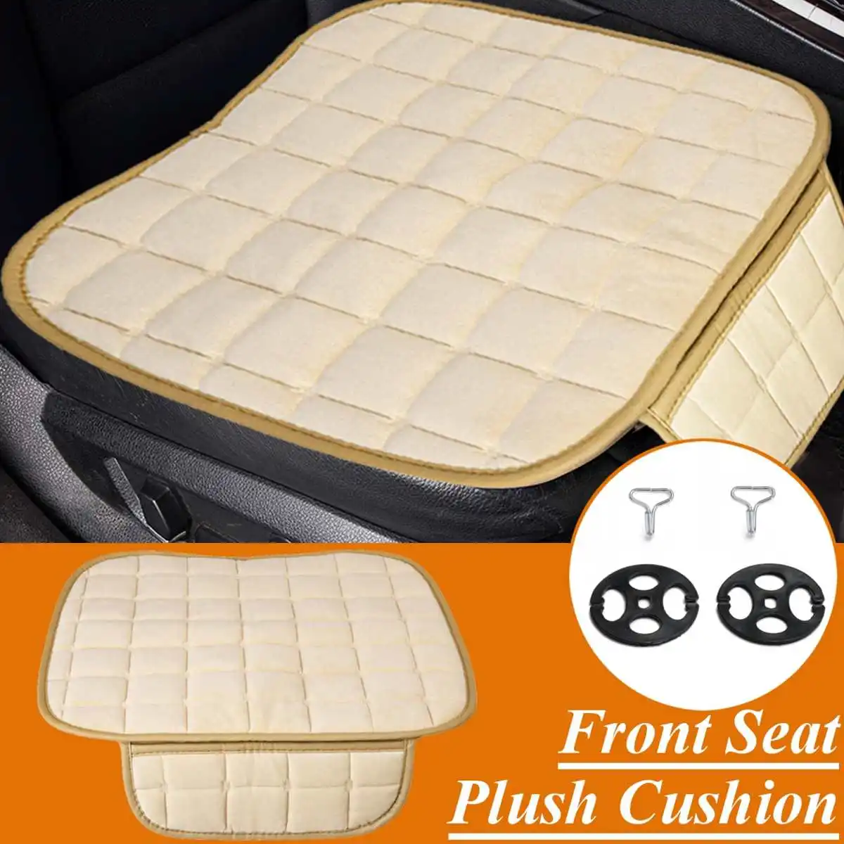 Front Beige 3 шт. Универсальный передний задний чехол для сиденья автомобиля грузовика зимняя теплая подушка противоскользящая задняя подушка для стула для автомобиля Автомобильный протектор сиденья - Название цвета: Front Beige