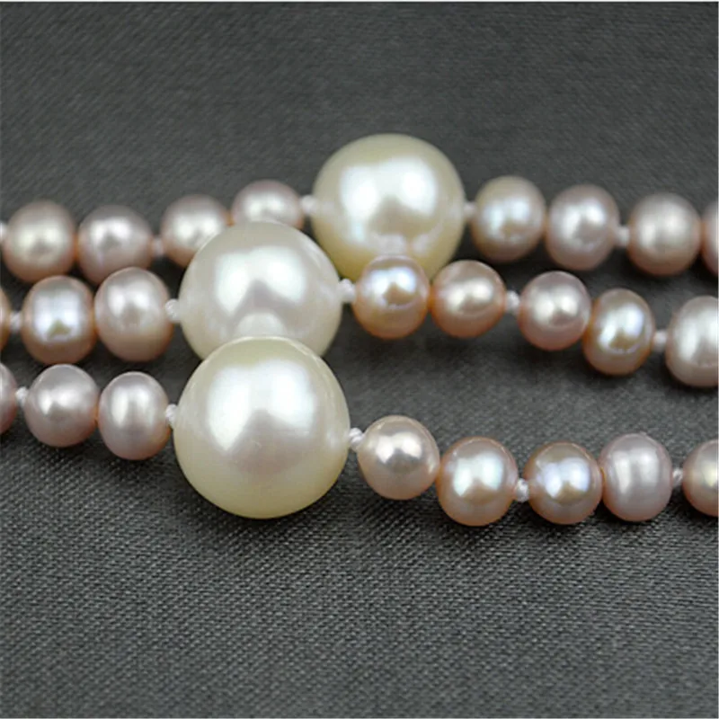 Модное длинное многослойное жемчужное ожерелье фиолетовое пресноводное колье